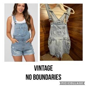 Vintage No Boundaries Bib Overall Shorts Denim Size Small (Juniors 3-5)